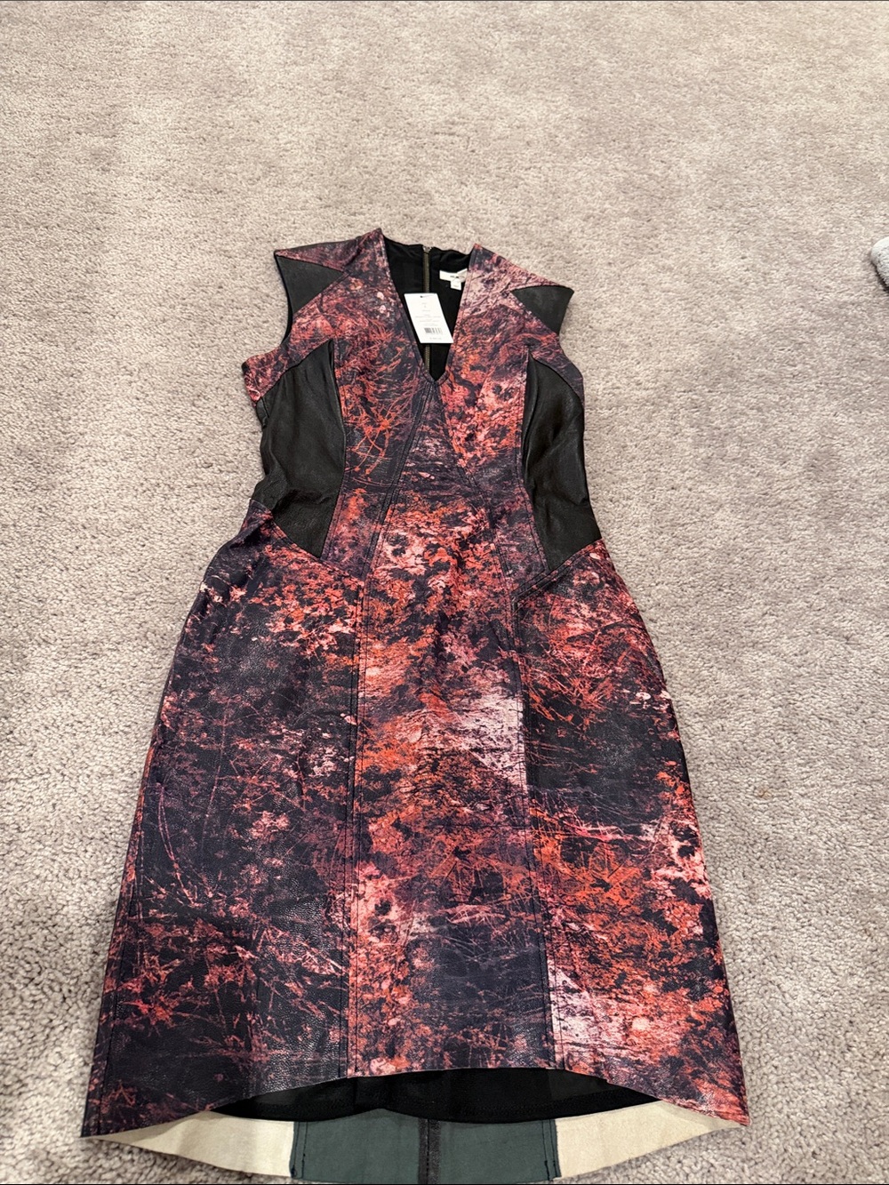 Helmut Lang Abstract Print Soft Leather Dress - Picture 3 of 11